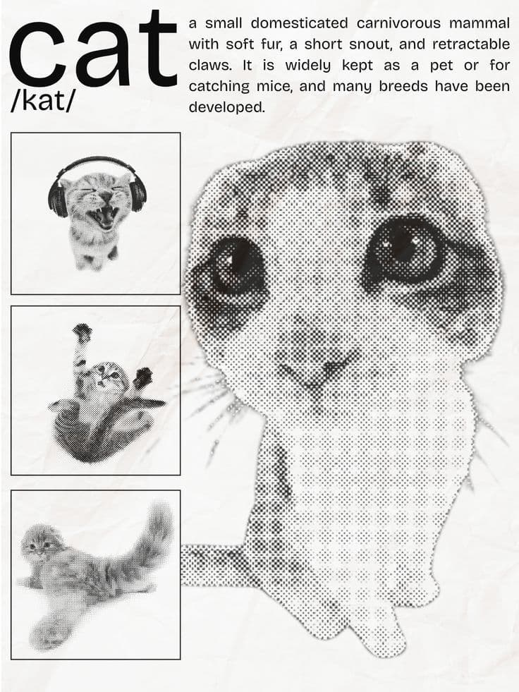 Photocopied halftone cat artifact